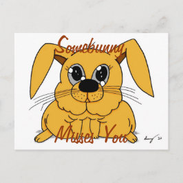 Niedlich Fat Bunny "Somebunny Misses You" Postcard Postkarte