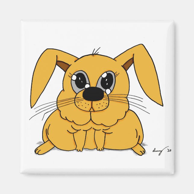 Niedlich Fat Bunny Square Magnet (Vorne)