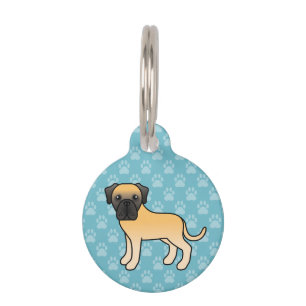 Niedlich Fawn Old English Mastiff und Custom Info Tiernamensmarke
