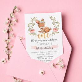 Niedlich Fawn Woodland Wild One Birthday Party Einladung
