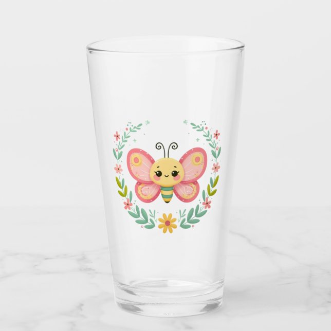 Niedlich, Feder/Schmetterling Glas (Vorderseite)