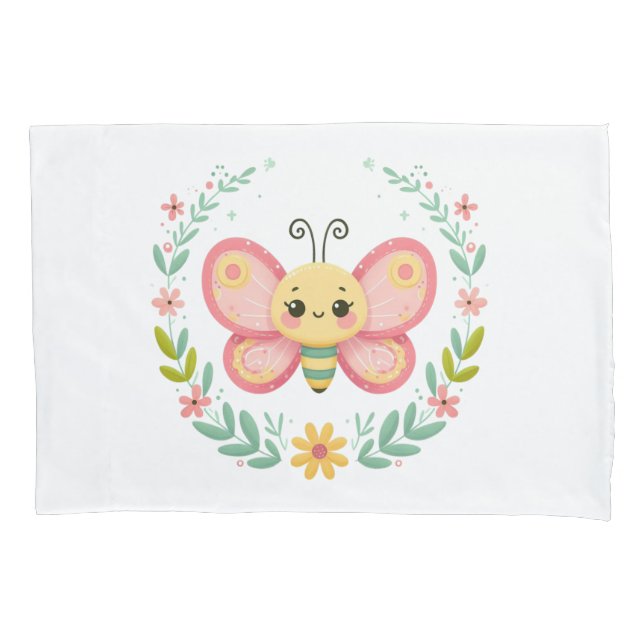 Niedlich, Feder/Schmetterling Kissenbezug (Vorderseite)