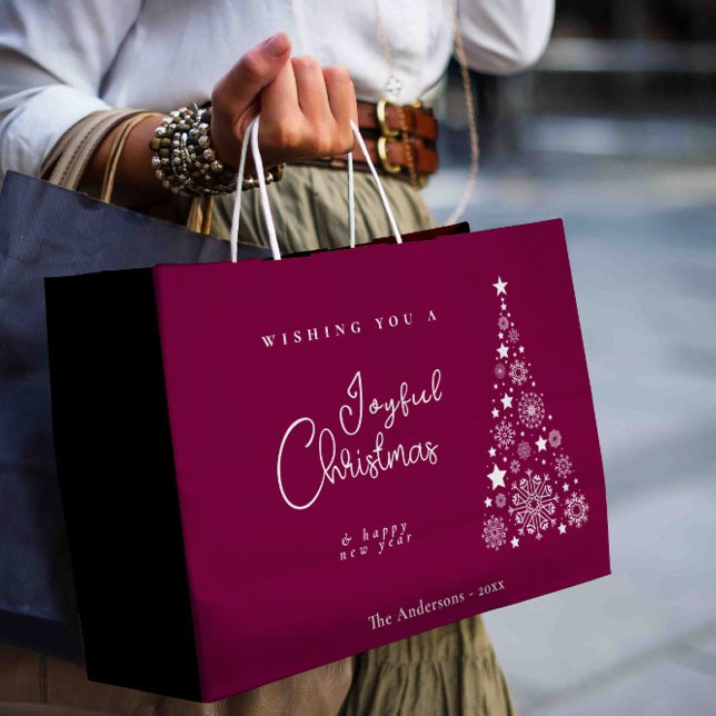 Niedlich Feierliche Magenta Weihnachten Große Geschenktüte (Cute Festive Magenta Christmas Large Gift Bag)