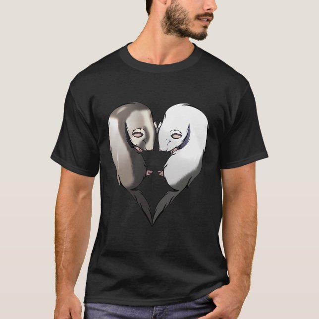 Niedlich Ferrets Couple Heart Animal Lover Geschen T-Shirt (Vorderseite)