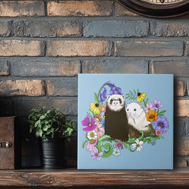 Niedlich Ferrets Floral Fliese (Von Creator hochgeladen)