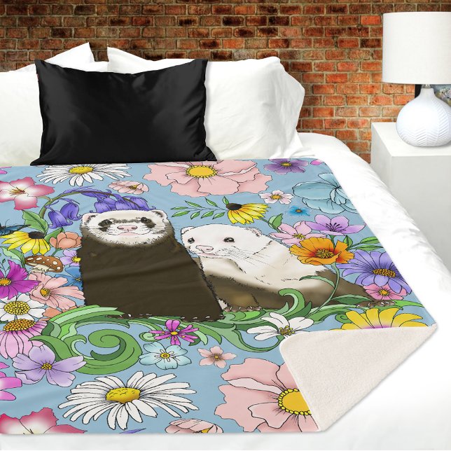 Niedlich Ferrets Floral Sherpadecke (Von Creator hochgeladen)