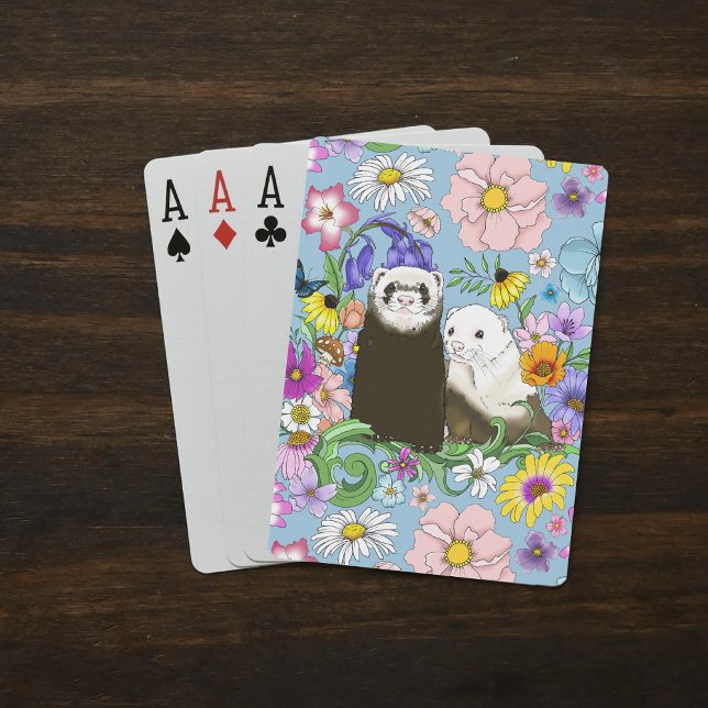 Niedlich Ferrets Floral Spielkarten (Von Creator hochgeladen)