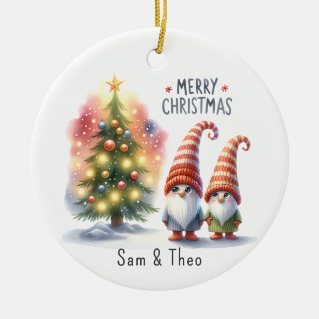 Niedlich festlich Personalisiert frohe Weihnachtsg Keramik Ornament (Vorne)