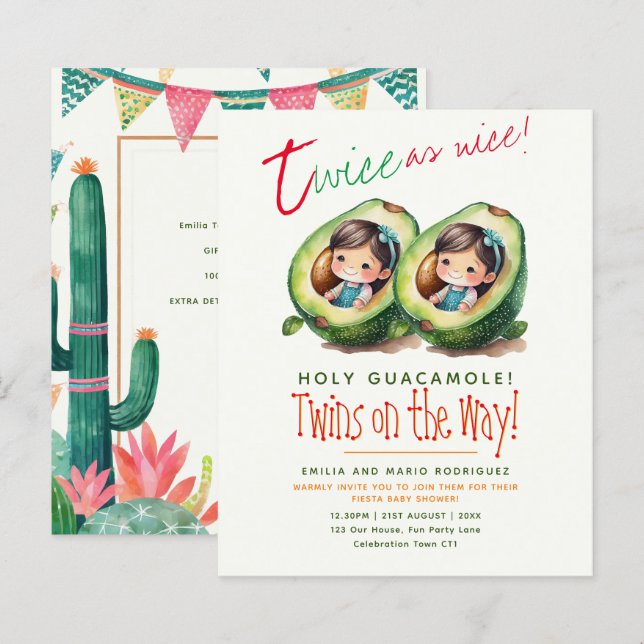 Niedlich Fiesta Avocado TWIN MÄDCHEN Baby ShowBUDG (Vorne/Hinten)
