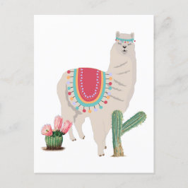Niedlich Fiesta Llama & Cactus Feiertagspostkarte