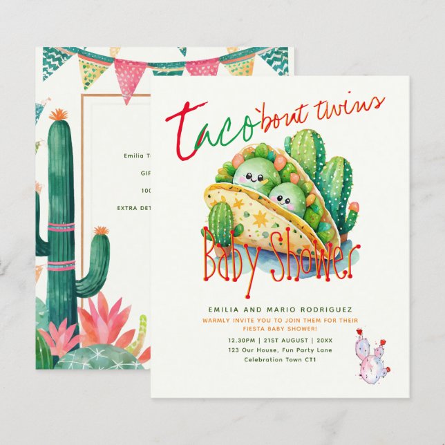 Niedlich Fiesta Taco TWINS Baby Dusche BEST BUDGET (Vorne/Hinten)