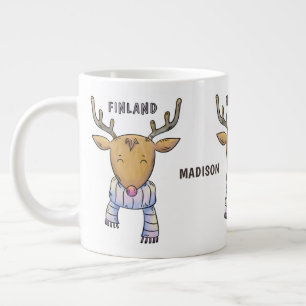 Niedlich Finland Reindeer individuelle Name jumbo Jumbo-Tasse
