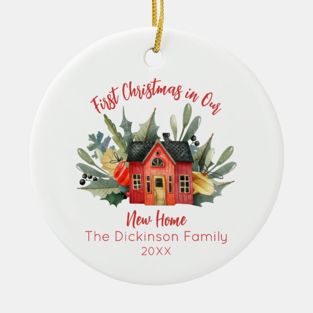 Niedlich First Christmas New Zuhause Foto Keramik Ornament (Vorne)