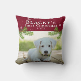 Niedlich First Christmas Welppy Red Christmas Foto Kissen