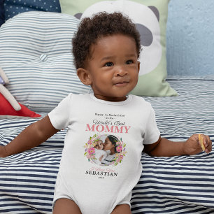 Niedlich First Mother's Day Foto Baby Bodysuit Strampler