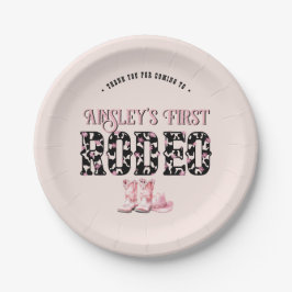 Niedlich First Rodeo Rosa Personalisiert 1. Geburt Pappteller