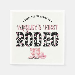 Niedlich First Rodeo Rosa Personalisiert 1. Geburt Serviette