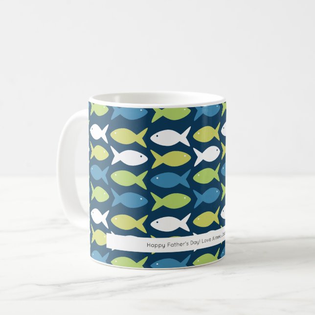 Niedlich Fisch Blau Gelb Personalisiert Kaffeetasse (Vorderseite Links)
