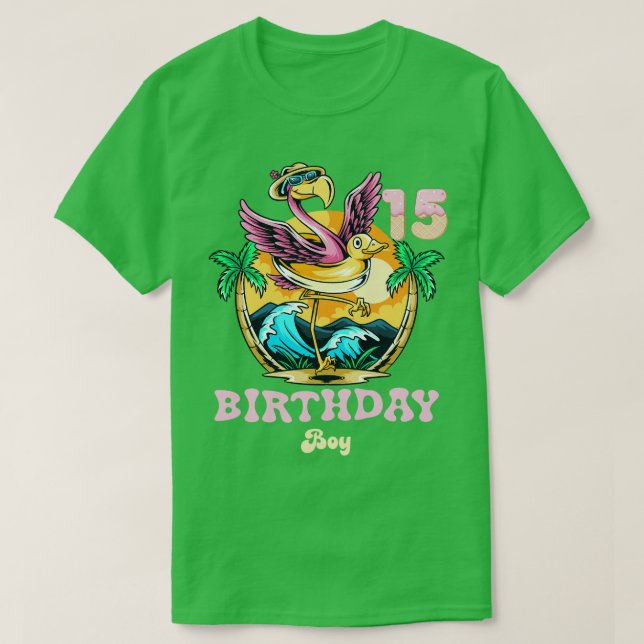Niedlich Flamingo 15. Geburtstag Junge T-Shirt (Design vorne)