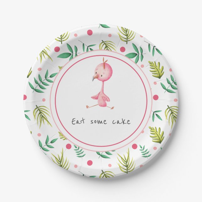 Niedlich Flamingo Baby Dusche Pappteller (Vorderseite)