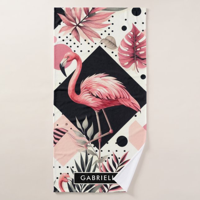 Niedlich Flamingo Geometric Badehandtuch (Badehandtuch)