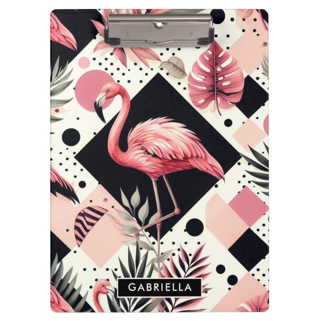 Niedlich Flamingo Geometric Klemmbrett (Vorderseite)