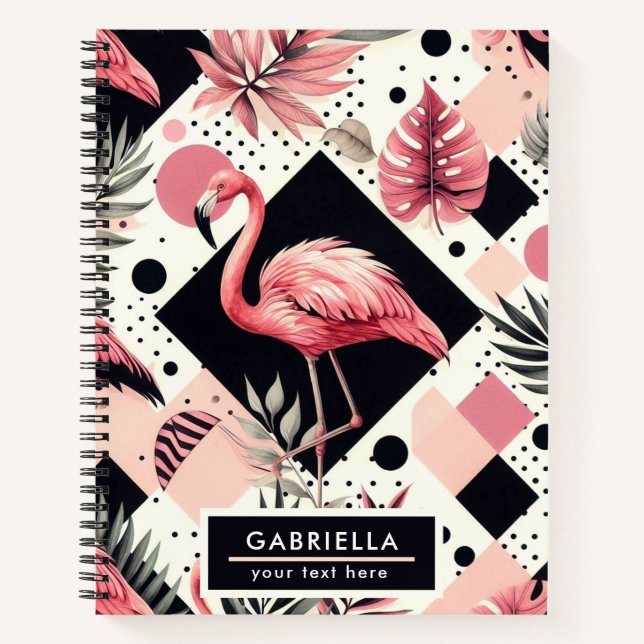 Niedlich Flamingo Geometric Notizbuch (Vorderseite)