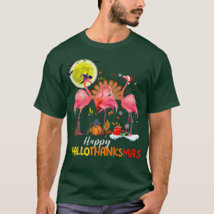 Niedlich Flamingo Hallo Thanksmas Happy Halloween  T-Shirt