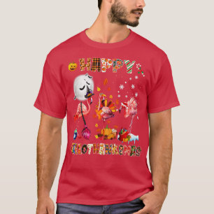 Niedlich Flamingo Hallo Thanksmas Happy Halloween T-Shirt