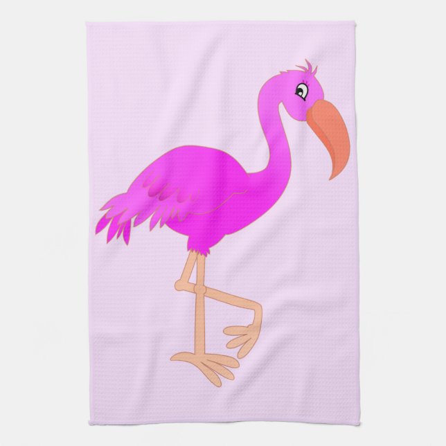 Niedlich Flamingo - Happy Geschirrtuch (Vertikal)