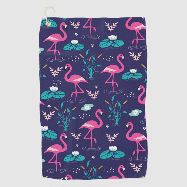 Niedlich Flamingo Nahtloses Muster Golfhandtuch (Vorderseite)
