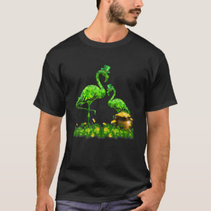 Niedlich Flamingo St Patricks Day Kleeblatt Funny T-Shirt