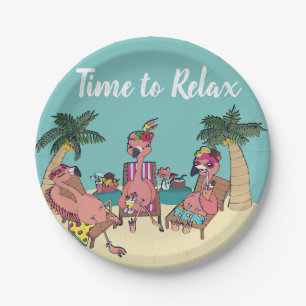 Niedlich Flamingo Tropical Vacation   Zeit zum Ent Pappteller