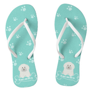 Niedlich Flauschig Weiße Dose Welpe Lover Monogram Flip Flops