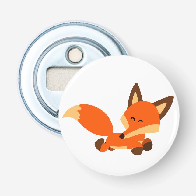 Niedlich Fleet Cartoon Fox Button Flaschenöffner (Vorderseite)