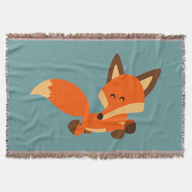 Niedlich Fleet Cartoon Fox Throw Blanket Decke (Vorderseite)