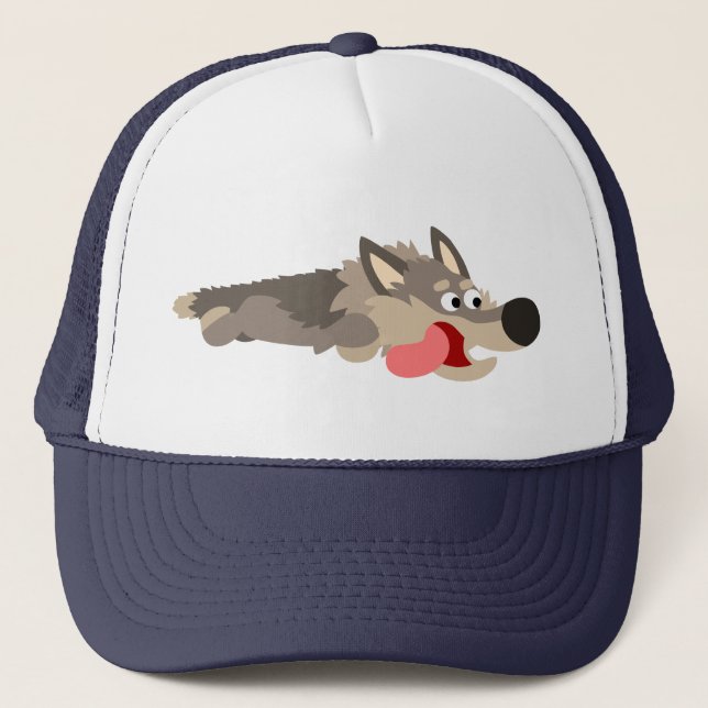 Niedlich Fleet Cartoon Wolf Hat Truckerkappe (Vorderseite)