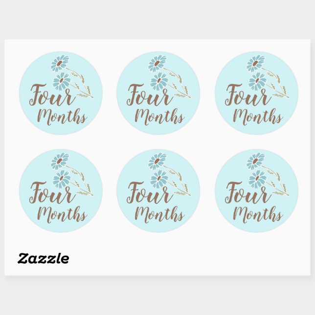 Niedlich Floral Baby Milestone Runder Aufkleber (Blatt)