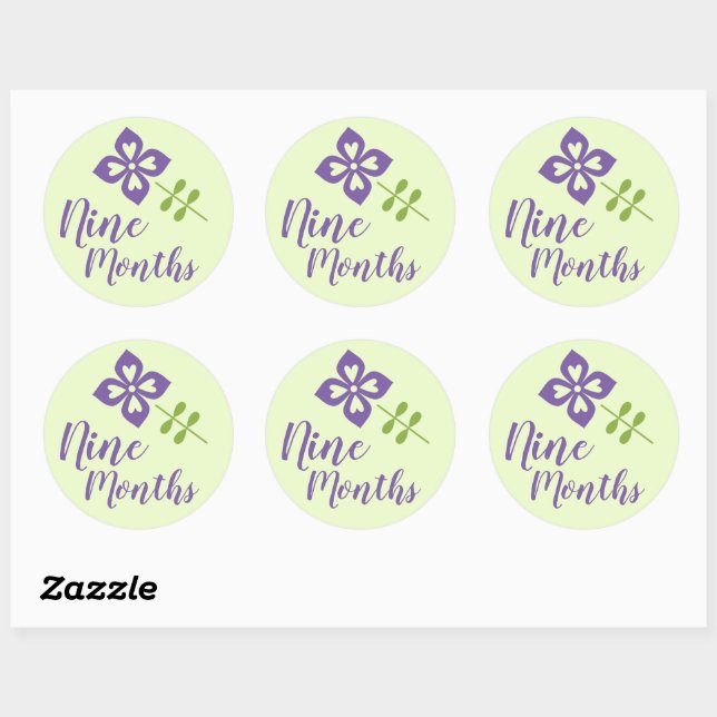 Niedlich Floral Baby Milestone Runder Aufkleber (Blatt)