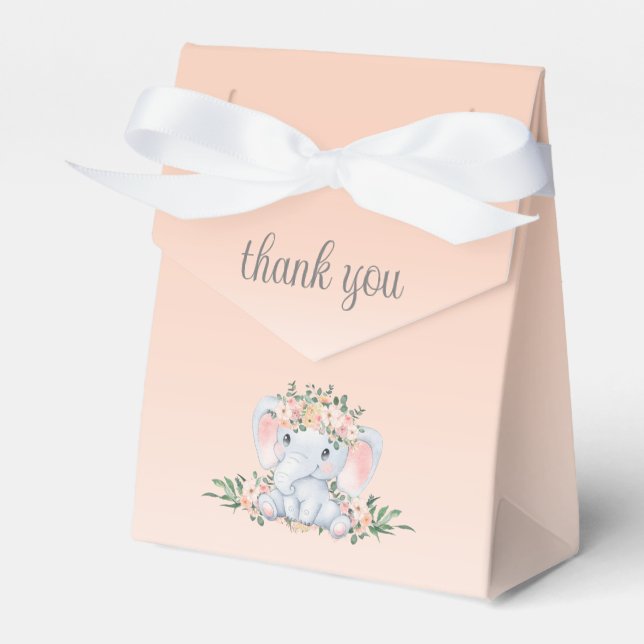 Niedlich Floral Elephant Girl Baby Dusche Vielen D Geschenkschachtel (Vorderseite)