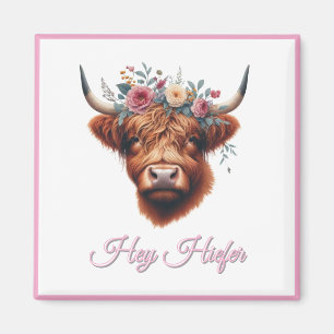 Niedlich, floral/frühlings Highland-Kuh Magnet