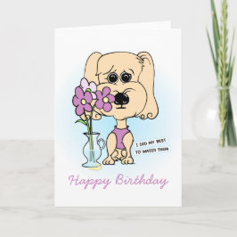 Niedlich Floral Hund Novelty Cartoon Geburtstagska Karte