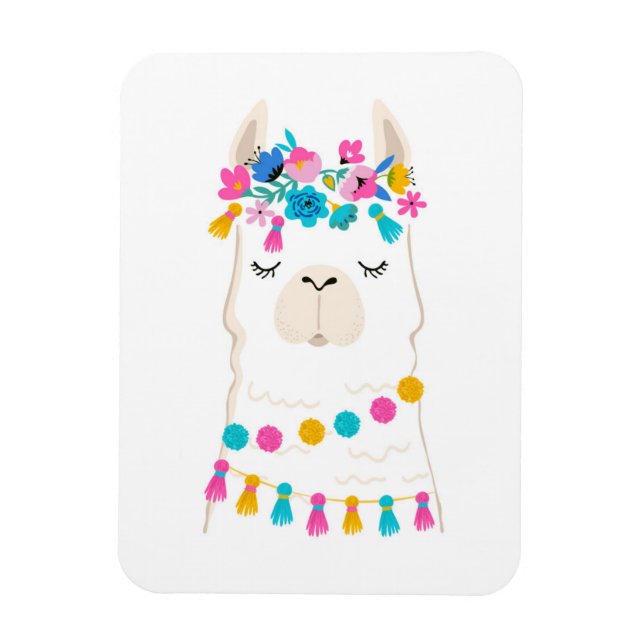 Niedlich Floral Llama Magnet (Vertikal)