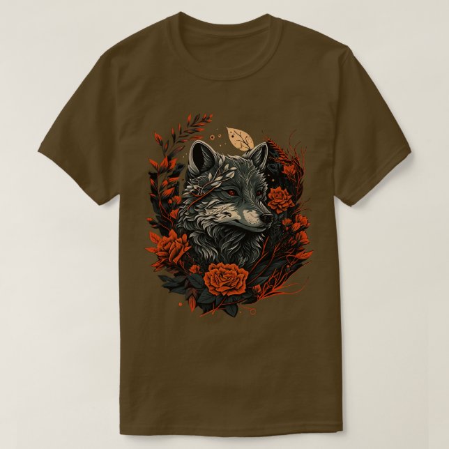 Niedlich Floral Wolf T-Shirt (Design vorne)