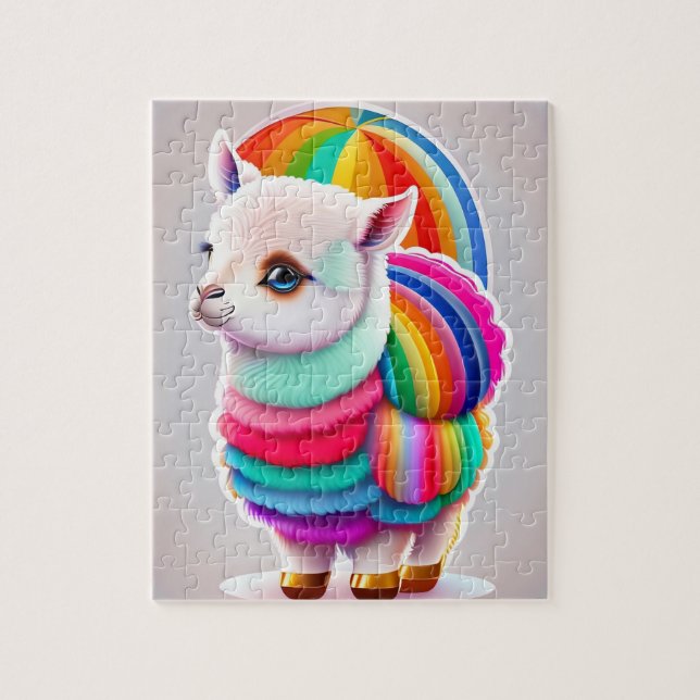 Niedlich Fluffy Colorful Llama (Vertikal)