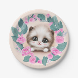Niedlich Fluffy Furr Ball Kitten Pappteller