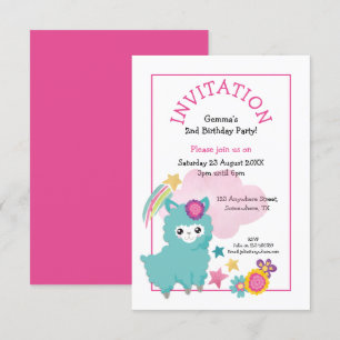 Niedlich Fluffy Llama Young Child Birthday Party P Einladung