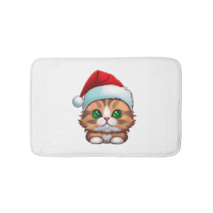 Niedlich Fluffy Munchkin Christmas Cat Classic T - Badematte