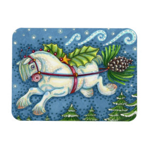 NIEDLICH FLYING CHRISTMAS PONY PULLING PINECONE SC MAGNET