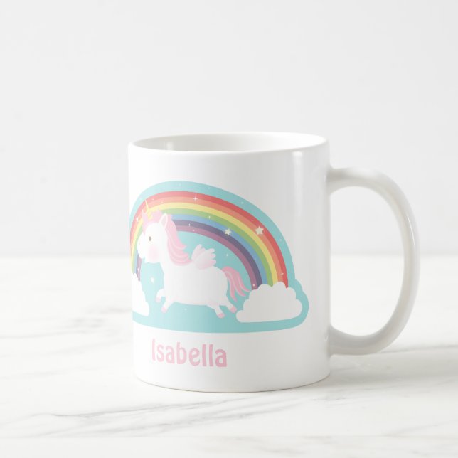 Niedlich Flying Unicorn und Rainbow Girls Tasse (Rechts)